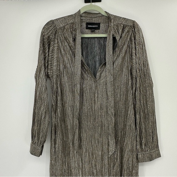 Anthropologie Sabina Musayev Gold and Grey Metallic Long Sleeve Dress Size small - Picture 5 of 9